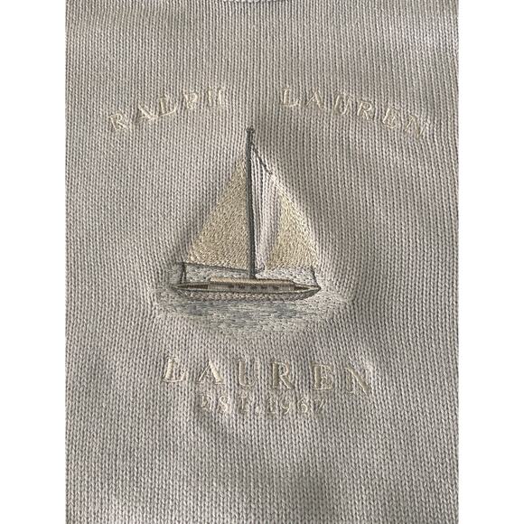 Vintage Lauren Ralph Lauren Sweater Women’s Medium Embroidered Sailboat - Picture 3 of 12